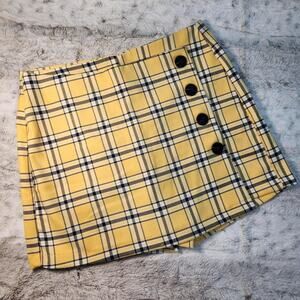 Bershka Yellow Plaid Schoolgirl Mini Skort Size 8